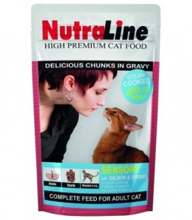 NUTRALINE CAT PLIC SENSORY SOMON/CREVETI 100 G